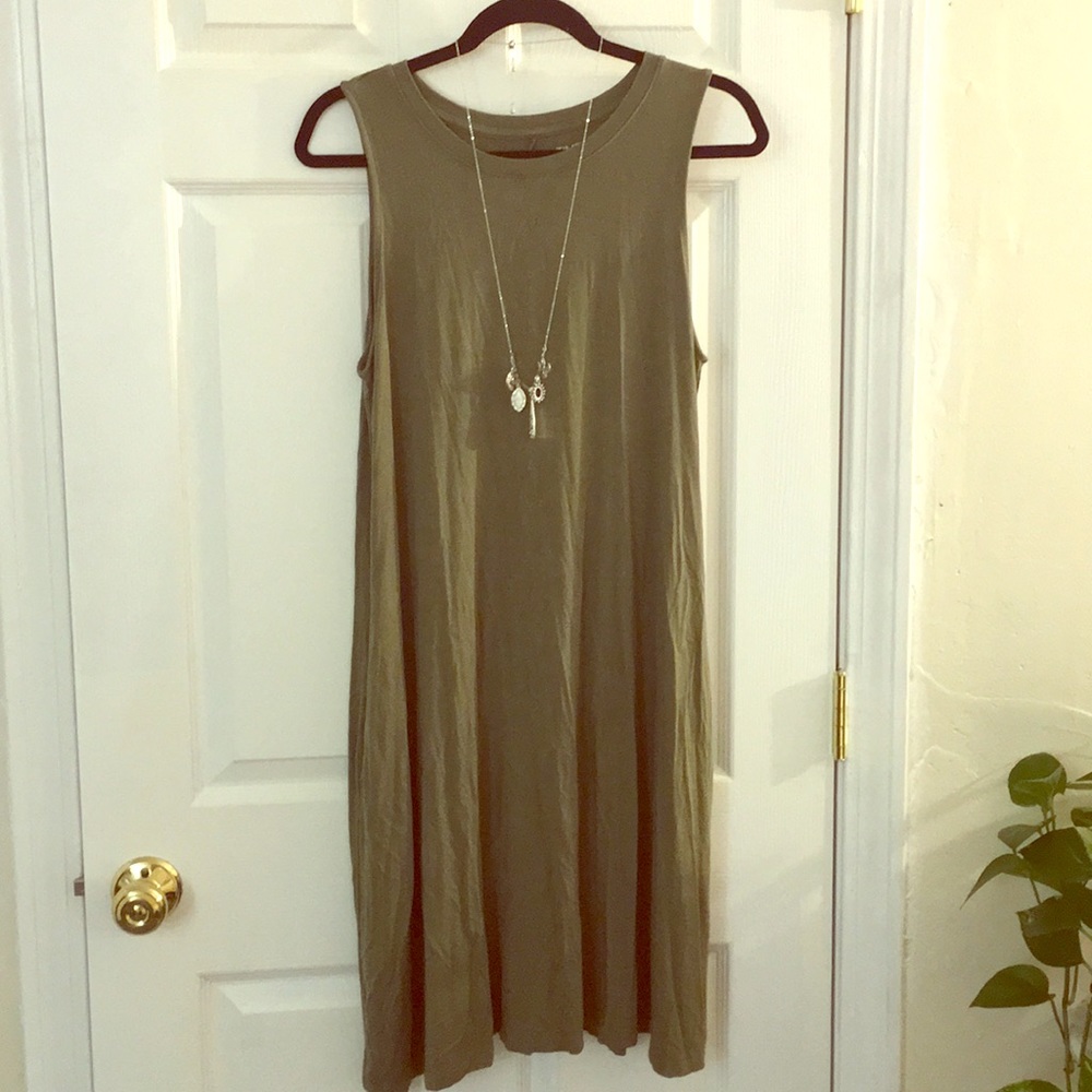 Olive green a line dress with pockets